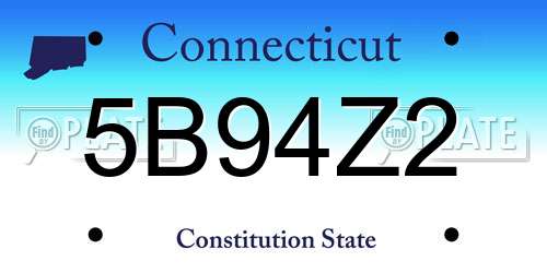 5B94Z2 Connecticut License Plate