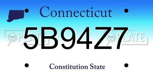 5B94Z7 Connecticut License Plate