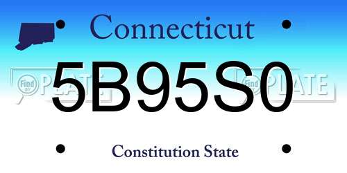 5B95S0 Connecticut License Plate