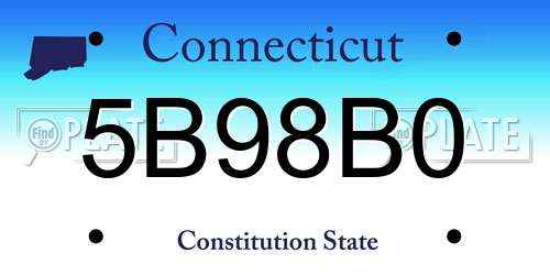 5B98B0 Connecticut License Plate