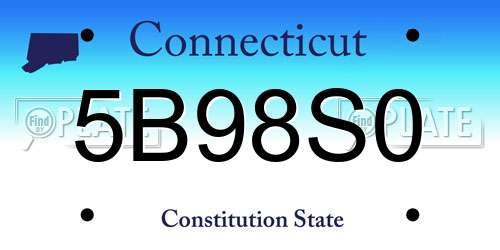 5B98S0 Connecticut License Plate