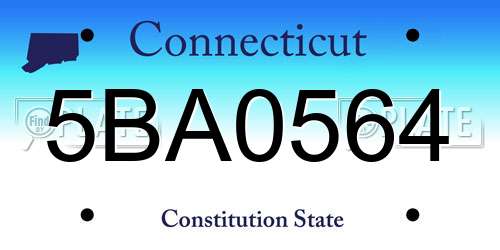 5BA0564 Connecticut License Plate