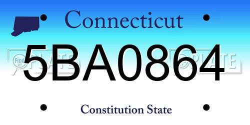 5BA0864 Connecticut License Plate
