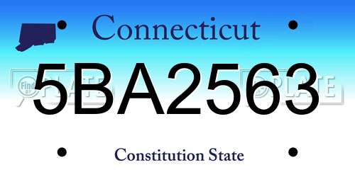 5BA2563 Connecticut License Plate