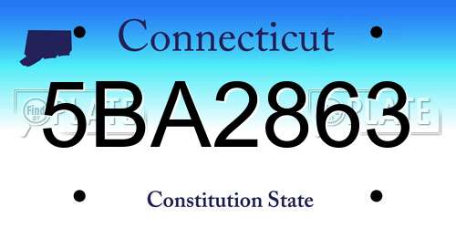 5BA2863 Connecticut License Plate