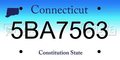 5BA7563 Connecticut License Plate