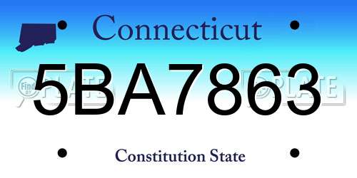 5BA7863 Connecticut License Plate