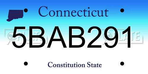 5BAB291 Connecticut License Plate