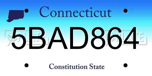 5BAD864 Connecticut License Plate