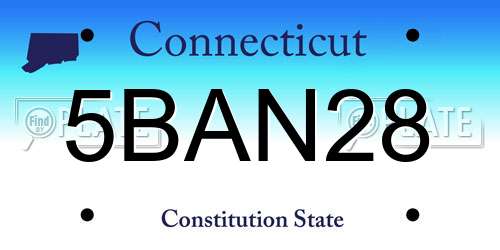 5BAN28 Connecticut License Plate