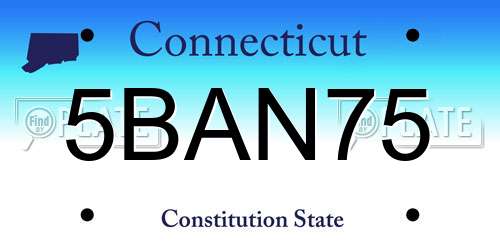 5BAN75 Connecticut License Plate