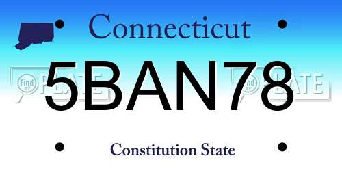 5BAN78 Connecticut License Plate