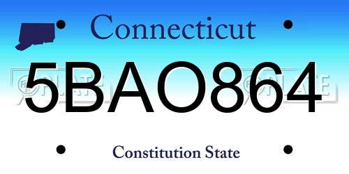 5BAO864 Connecticut License Plate
