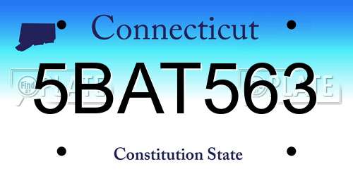 5BAT563 Connecticut License Plate