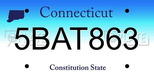 5BAT863 Connecticut License Plate