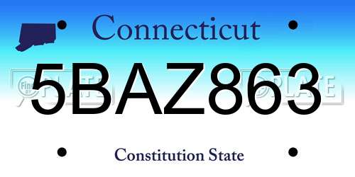 5BAZ863 Connecticut License Plate