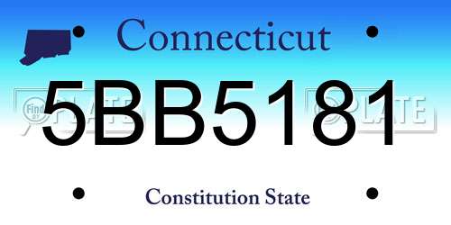 5BB5181 Connecticut License Plate