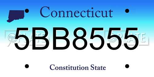 5BB8555 Connecticut License Plate