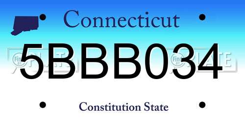 5BBB034 Connecticut License Plate