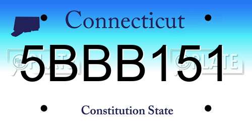 5BBB151 Connecticut License Plate