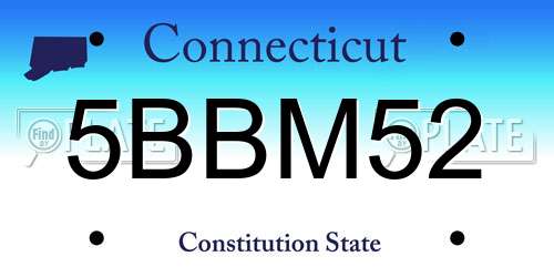 5BBM52 Connecticut License Plate