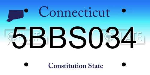 5BBS034 Connecticut License Plate