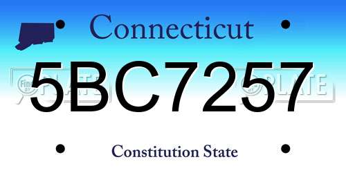 5BC7257 Connecticut License Plate