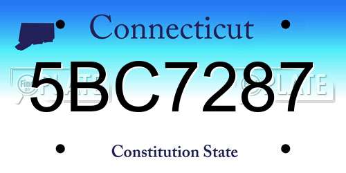 5BC7287 Connecticut License Plate