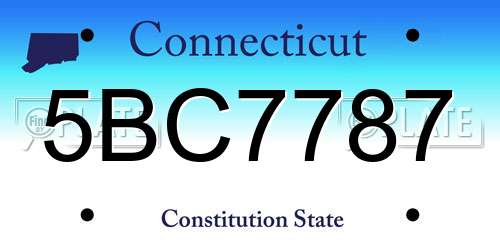 5BC7787 Connecticut License Plate