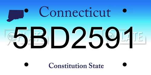 5BD2591 Connecticut License Plate