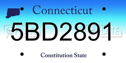 5BD2891 Connecticut License Plate