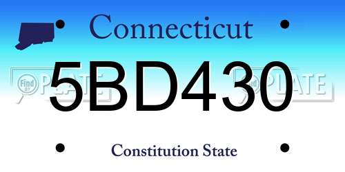 5BD430 Connecticut License Plate