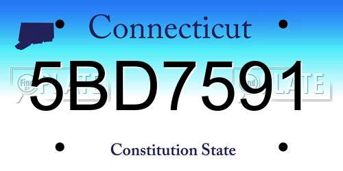 5BD7591 Connecticut License Plate