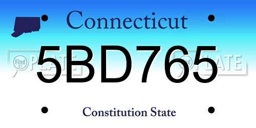 5BD765 Connecticut License Plate