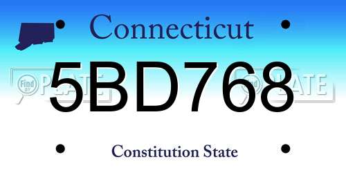 5BD768 Connecticut License Plate