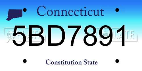 5BD7891 Connecticut License Plate