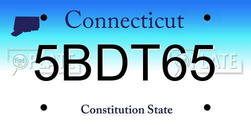 5BDT65 Connecticut License Plate