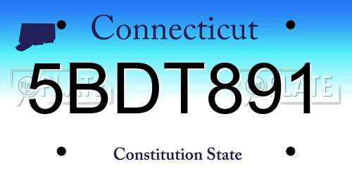 5BDT891 Connecticut License Plate