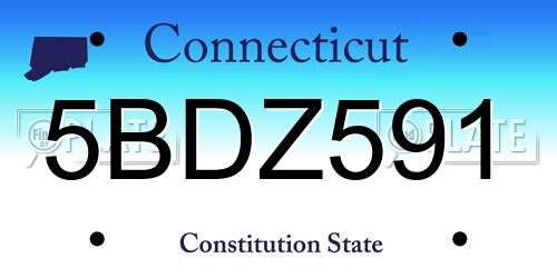 5BDZ591 Connecticut License Plate