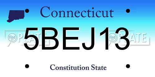 5BEJ13 Connecticut License Plate