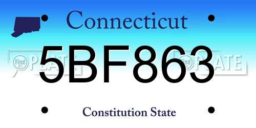 5BF863 Connecticut License Plate