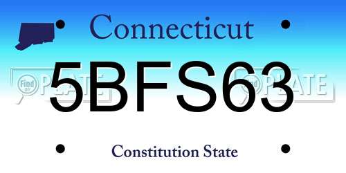 5BFS63 Connecticut License Plate