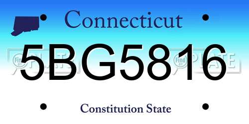 5BG5816 Connecticut License Plate