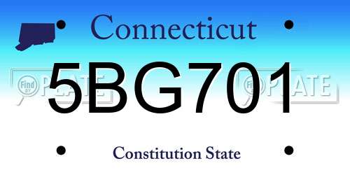 5BG701 Connecticut License Plate