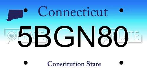 5BGN80 Connecticut License Plate