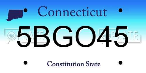 5BGO45 Connecticut License Plate
