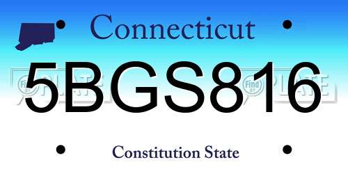 5BGS816 Connecticut License Plate