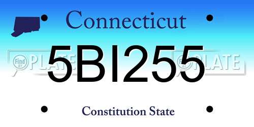 5BI255 Connecticut License Plate