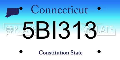 5BI313 Connecticut License Plate