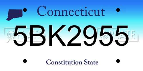5BK2955 Connecticut License Plate